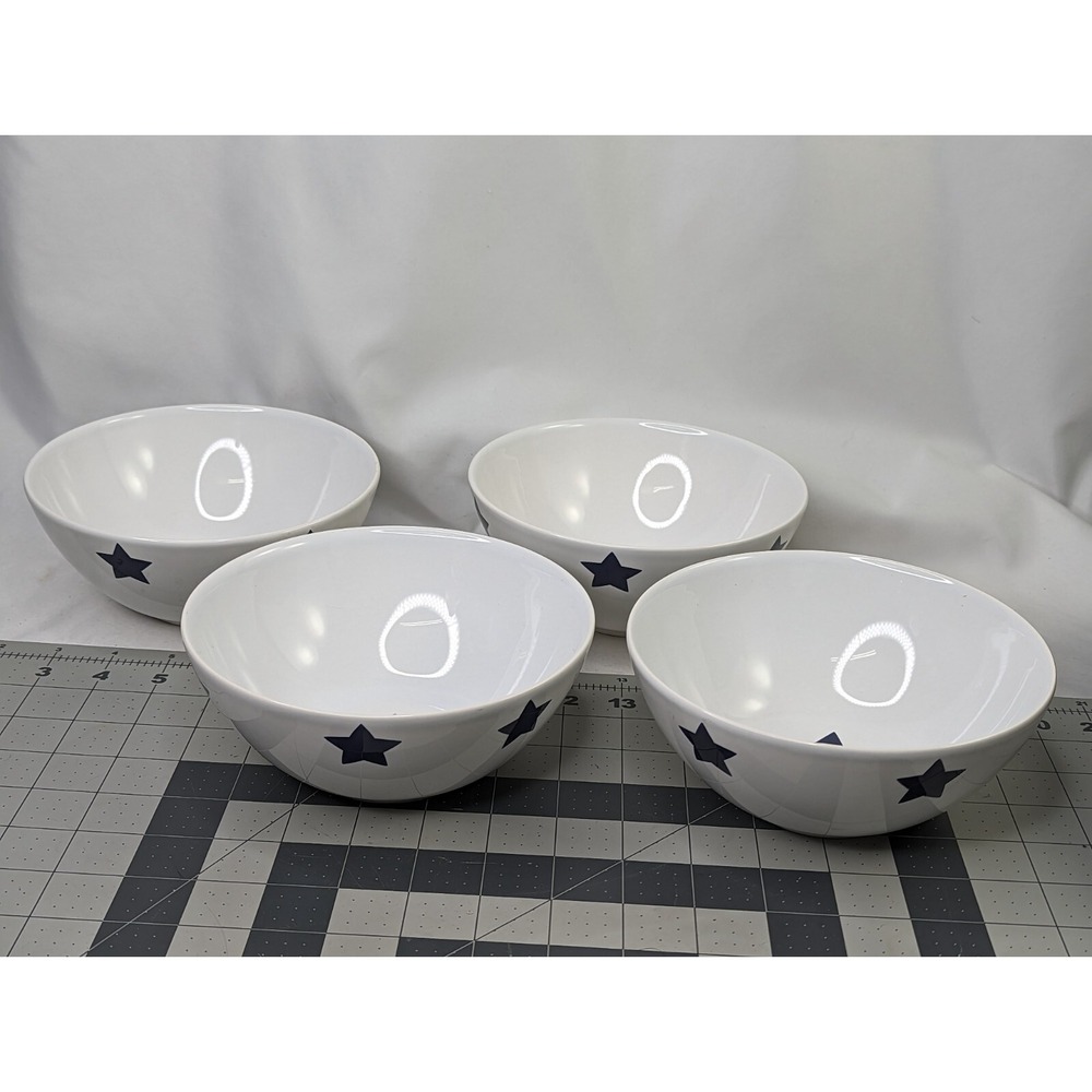 IKEA Blue Star White Bowl Lot of 4 155 41